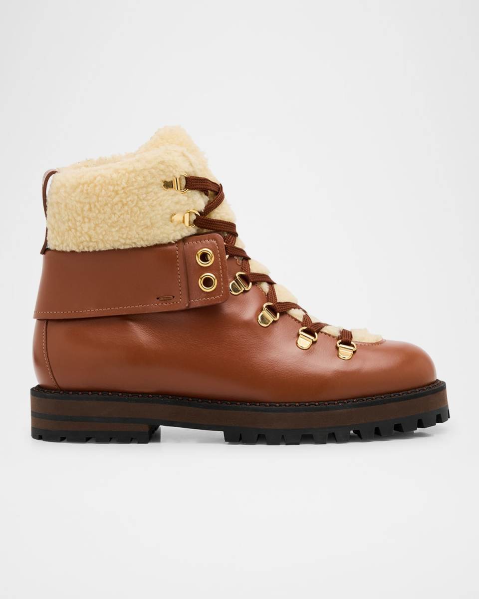Heidi Faux Fur Leather Hiking Ankle Booties